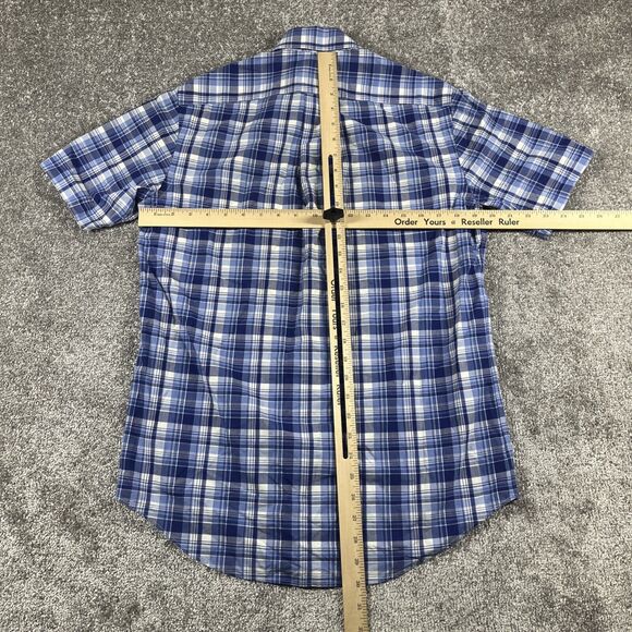 Ralph Lauren Button Down Shirt Mens Small Plaid Blue Short Sleeve - Picture 8 of 10